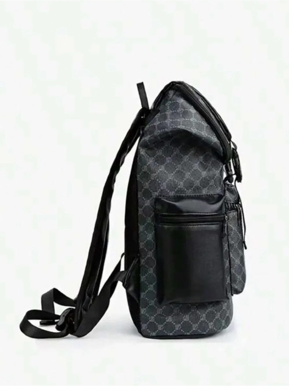 Men's Black Patterned Travel Backpack